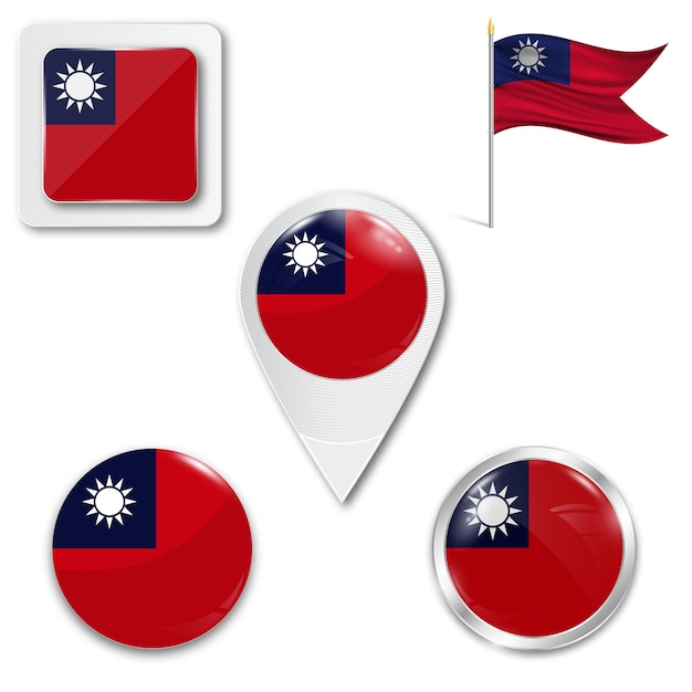 Set icons national flag of Taiwan