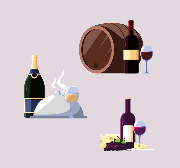 Vector set of icons national wine day