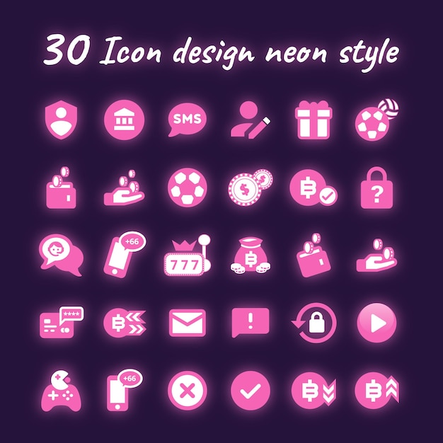 A set of icons for a neon style.