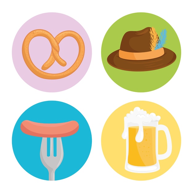 Set icons, oktoberfest festival celebration vector illustration design