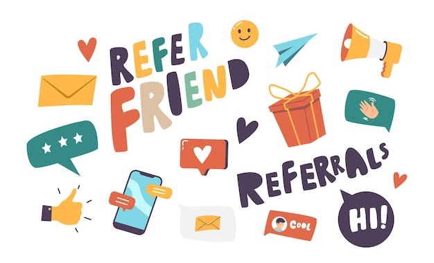 Set of Icons Refer Friend Theme
