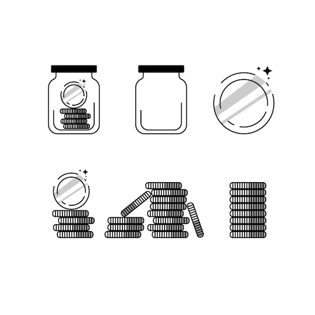 Set of icons relating to money