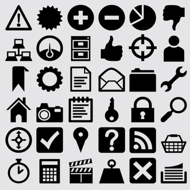 set of icons social media black vector