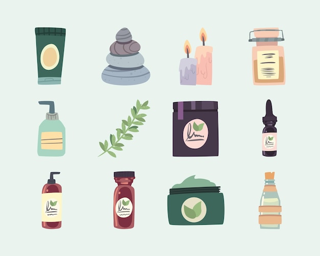 Vector set of icons for spa and natural products