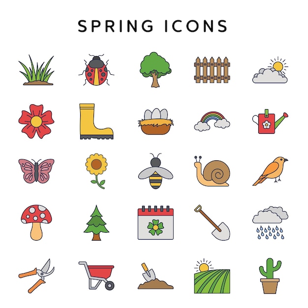 A set of icons for spring and summer.