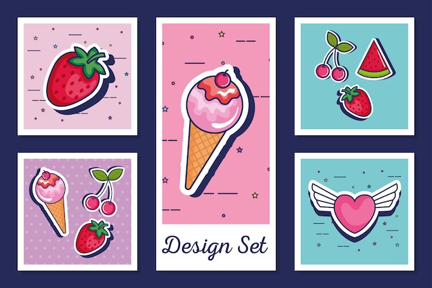 Vector set of icons style pop art