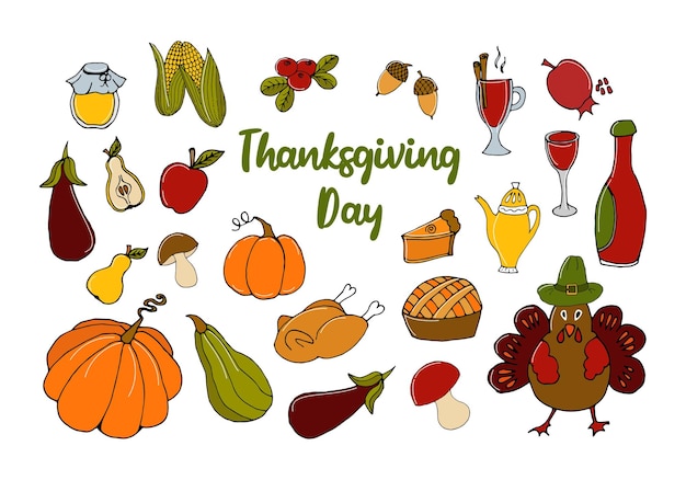 Set of icons for thanksgiving day