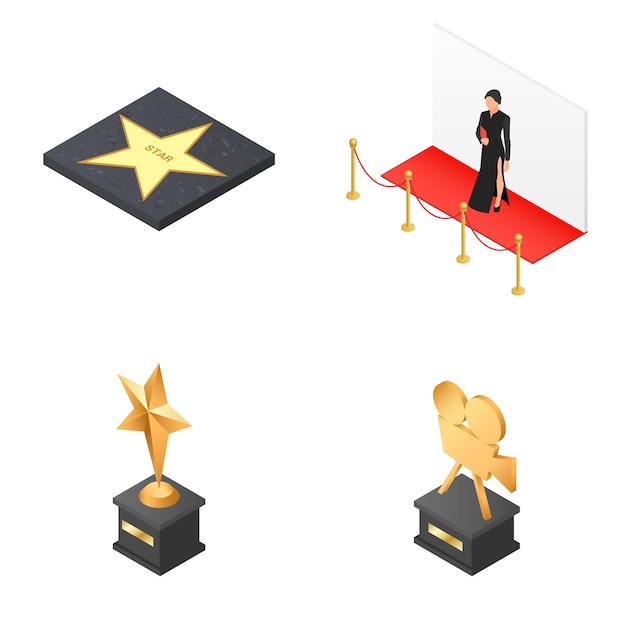 Set of icons on the theme of cinema.