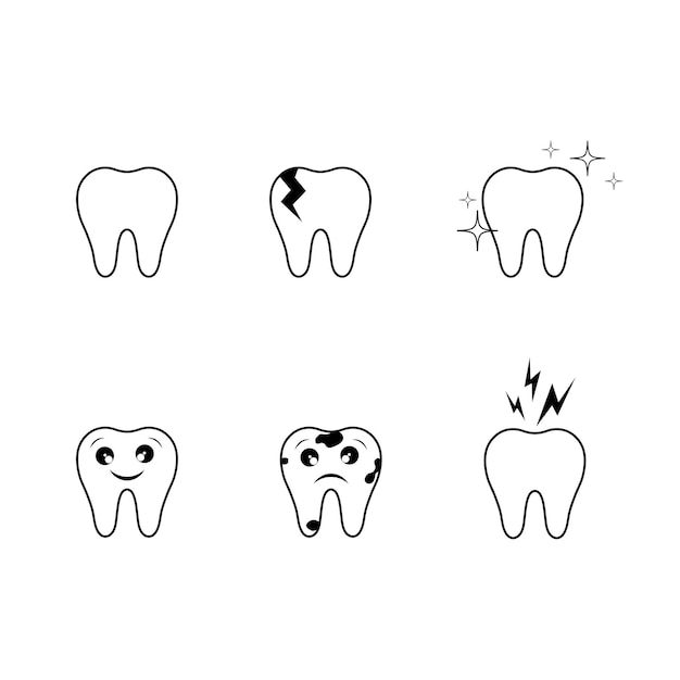 치과 건강 관리 주제에 대한 아이콘 세트