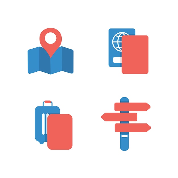 Vector a set of icons for a travel agency called travel.