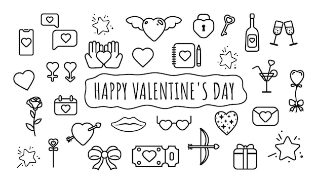 Valentine's Day Sticker Set Vector Art & Graphics