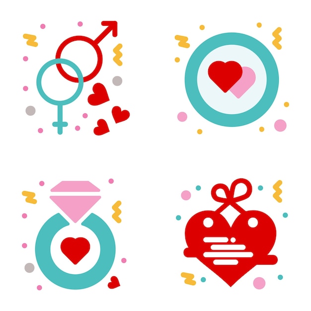 Vector a set of icons for valentine's day and valentine's day.