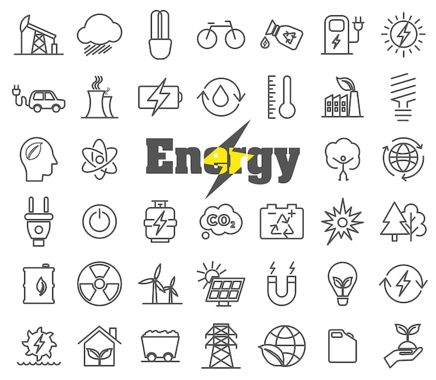 A set of icons of various energy power and energy icon set