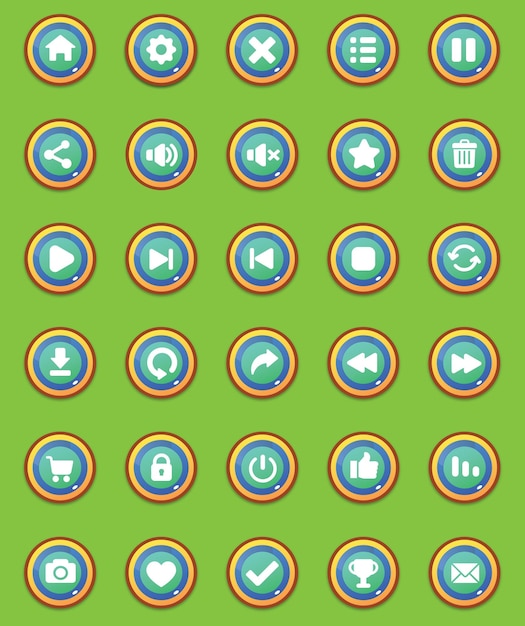 A set of icons for a video game called the app.