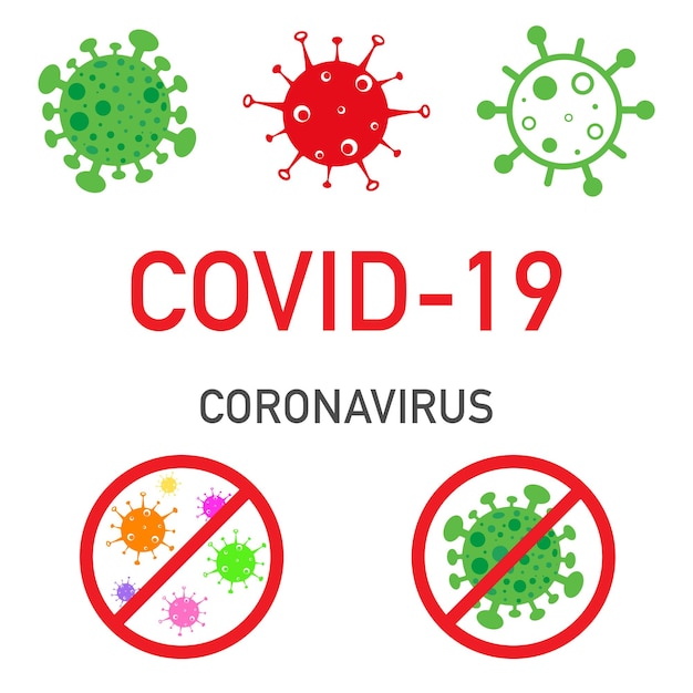 A set of icons with coronavirus