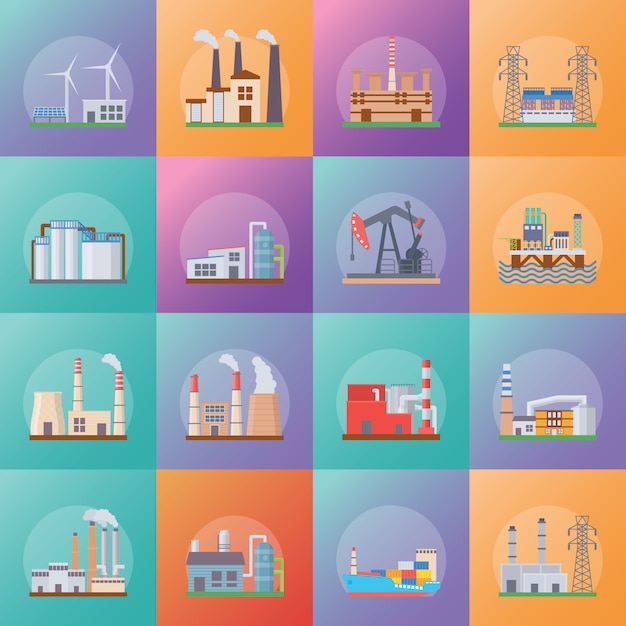 Vector set if industrial icons