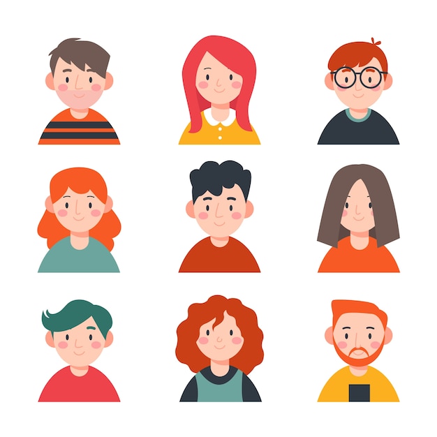 Set of illustrated people avatars