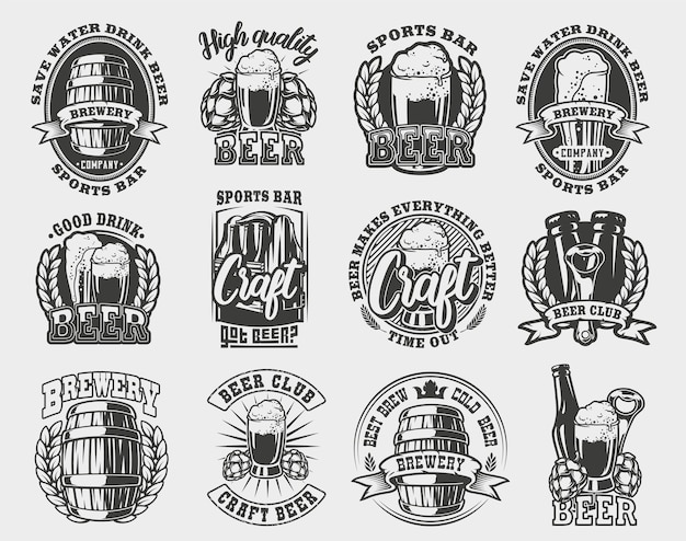 Vector set illustration of beer on white background.