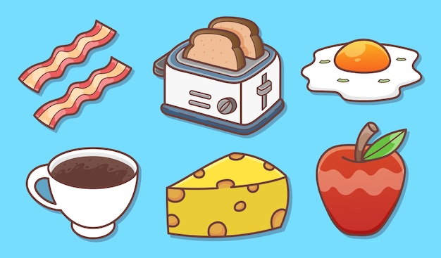 Set illustration of breakfast elements