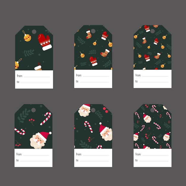 Set illustration of Christmas gift labels