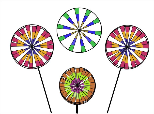 Vettore impostare l'illustrazione della girandola colorata.