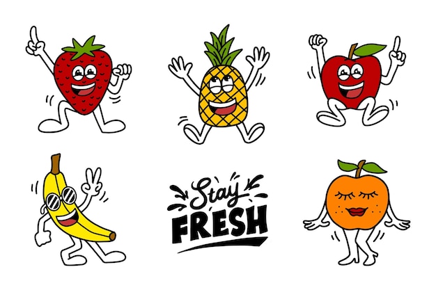 Set of illustration Hand drawing Fruits icons