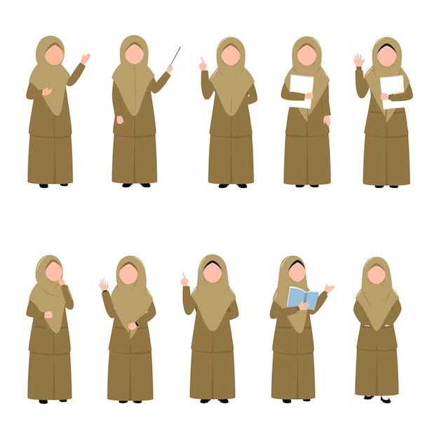 Vector set of illustration muslim teacher