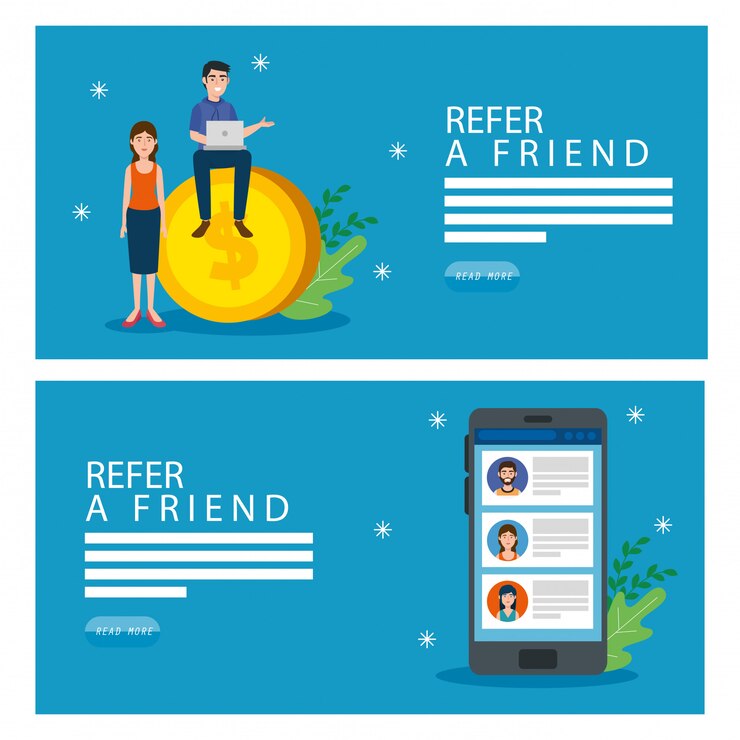 Vector set illustration of refer a friend