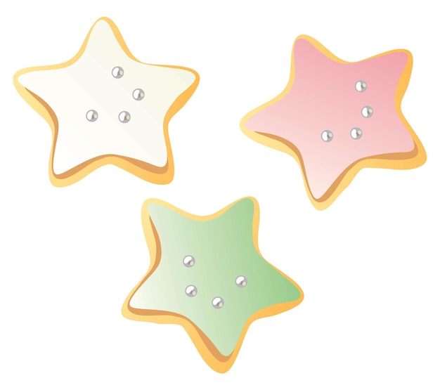 Set illustration of the starshaped icing cookie