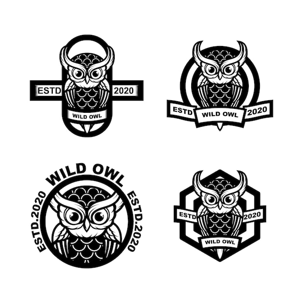 Vector set illustration vintage owl logo