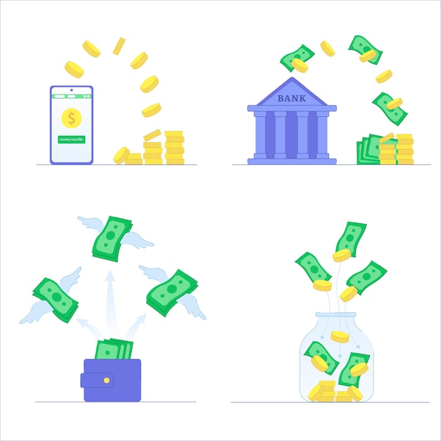 Set illustrations of money