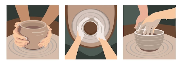 Set of illustrations for a pottery workshop