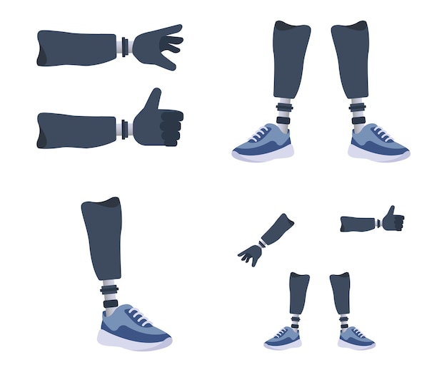 Set of illustrations of prosthetic limbs