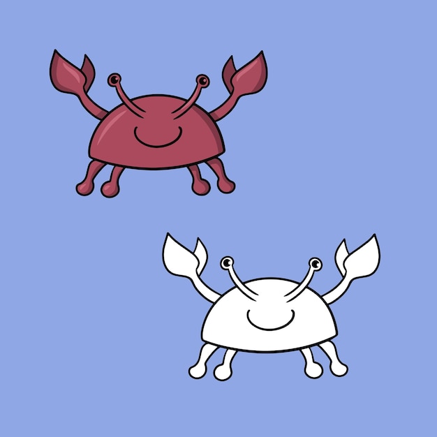 A set of illustrations Sea life cute smiling crab vector in cartoon