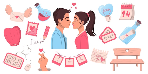 Set of illustrations for Valentines Day