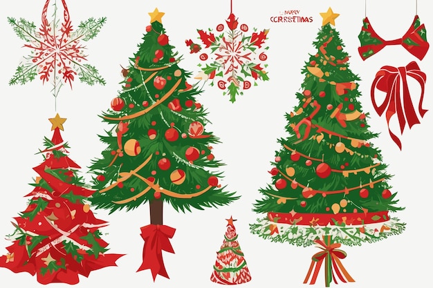 a set of images of christmas trees and decorations.