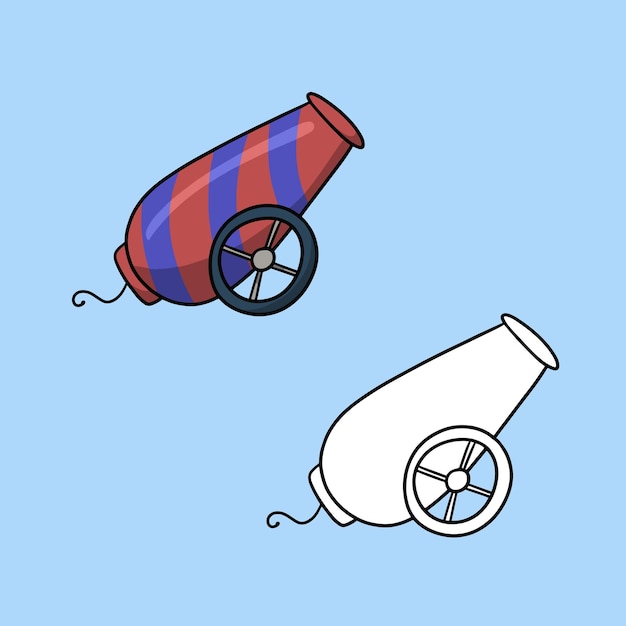 Set of images Circus cannon with colored stripes vector cartoon