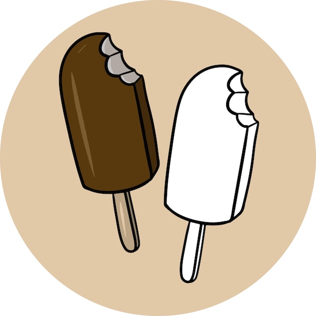 Vector the set of images is monochrome and color a coloring book chocolatecovered popsicle vector