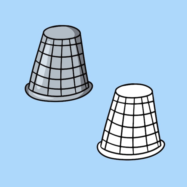 A set of images a silver thimble for a seamstress vector cartoon