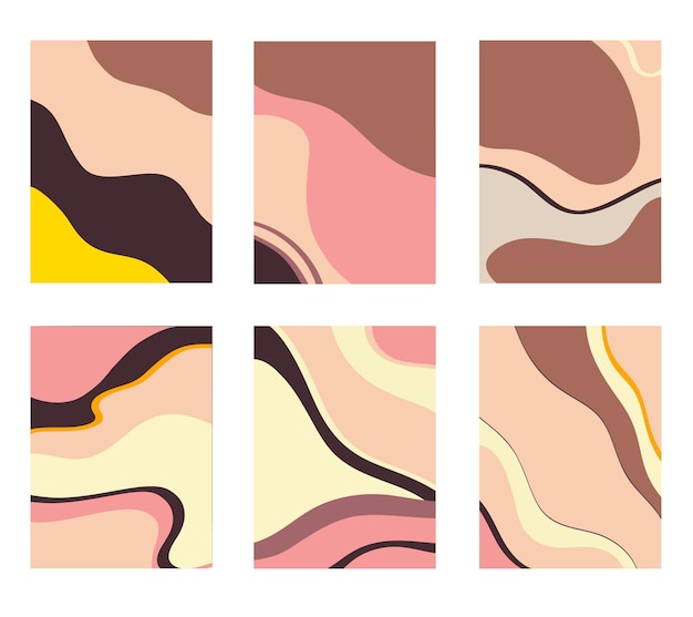 Set of images with colorful chaotic patterns