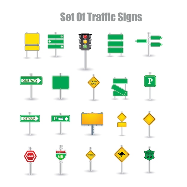 Set of important road traffic signs