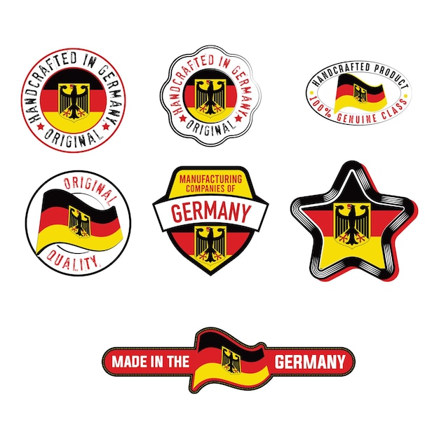 Set of industrial label with german flag product stickers