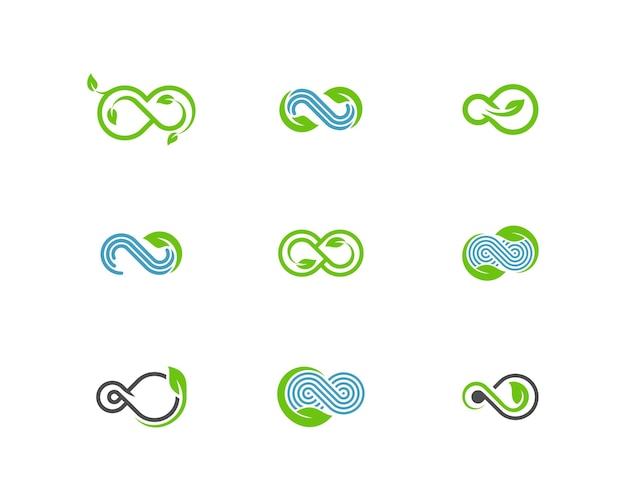 Set of Infinity Leaf logo vector template Creative Infinity logo design concept