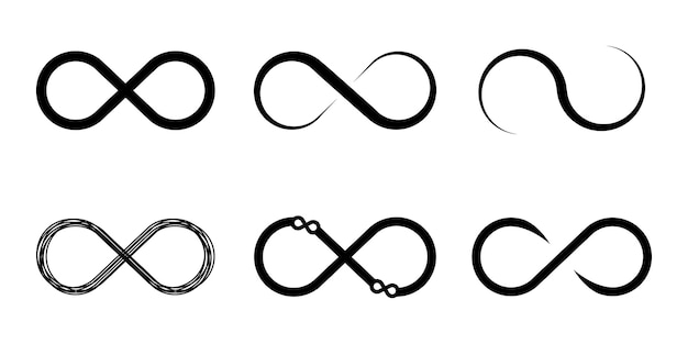 Set of infinity symbol. Black endless signs. Abstract infinity vector icons.