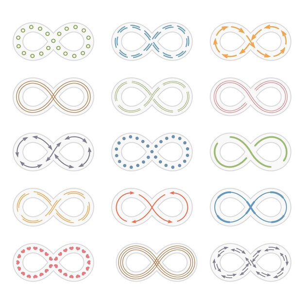 Vector set of infinity symbols vector eps10 illustration
