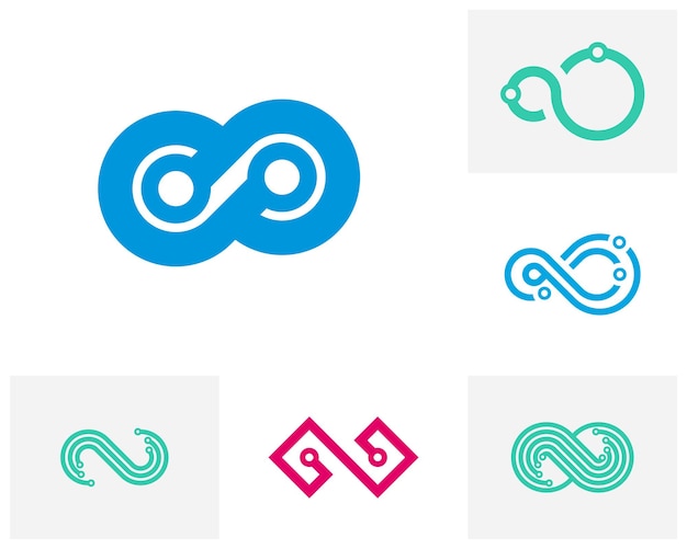 Vector set of infinity tech logo vector template creative infinity logo design concept