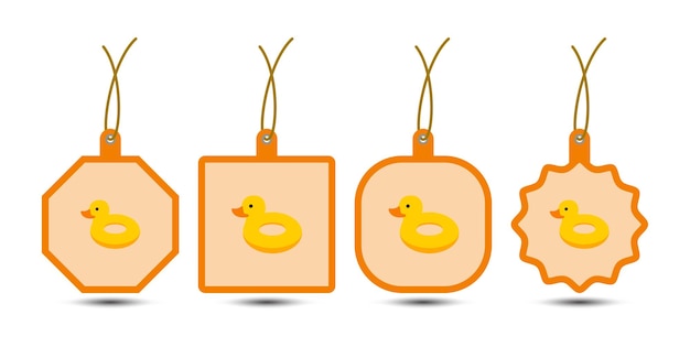 Set of Inflatable Duck tags with cord