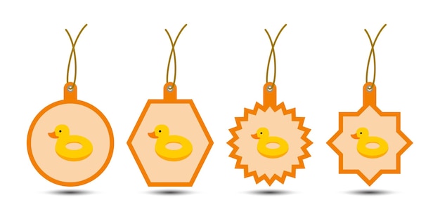 Set of Inflatable Duck tags with cord