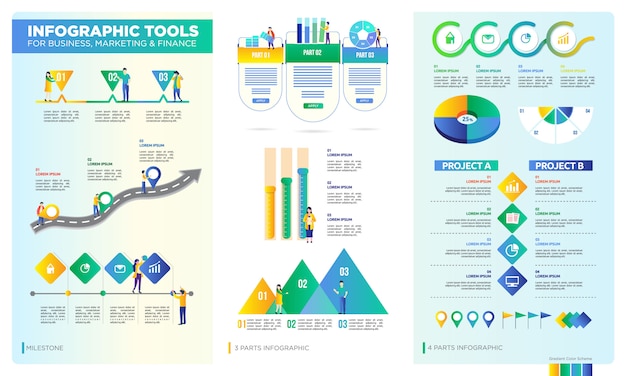 Set of infographic for business, corporate or data presentation