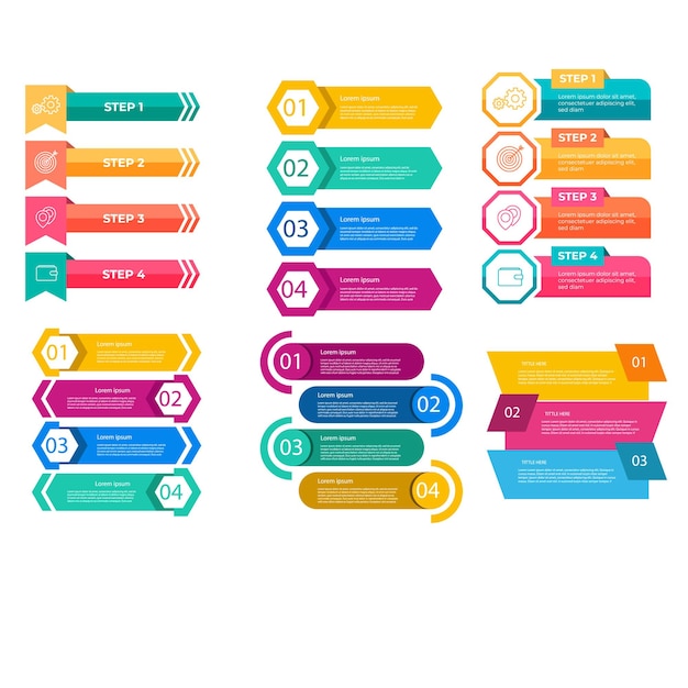 Set infographic elementen data visualisatie vector ontwerpsjabloon Kan worden gebruikt voor stappen optie